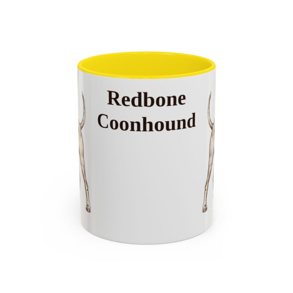 11oz Redbone Coonhound Mug, Yellow, front view