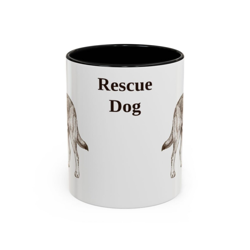 11oz Rescue Dog Mug, Black, front view