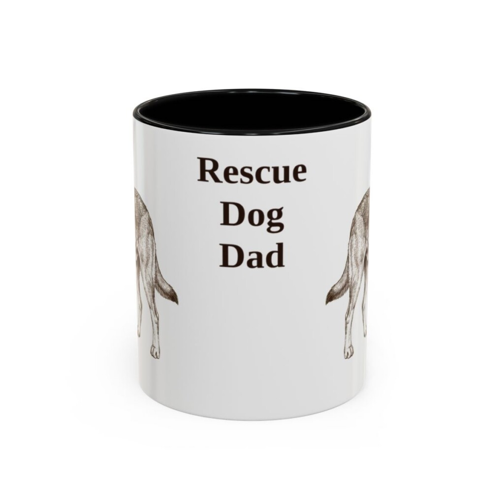 11oz Rescue Dog Dog Dad Mug, Black, front view