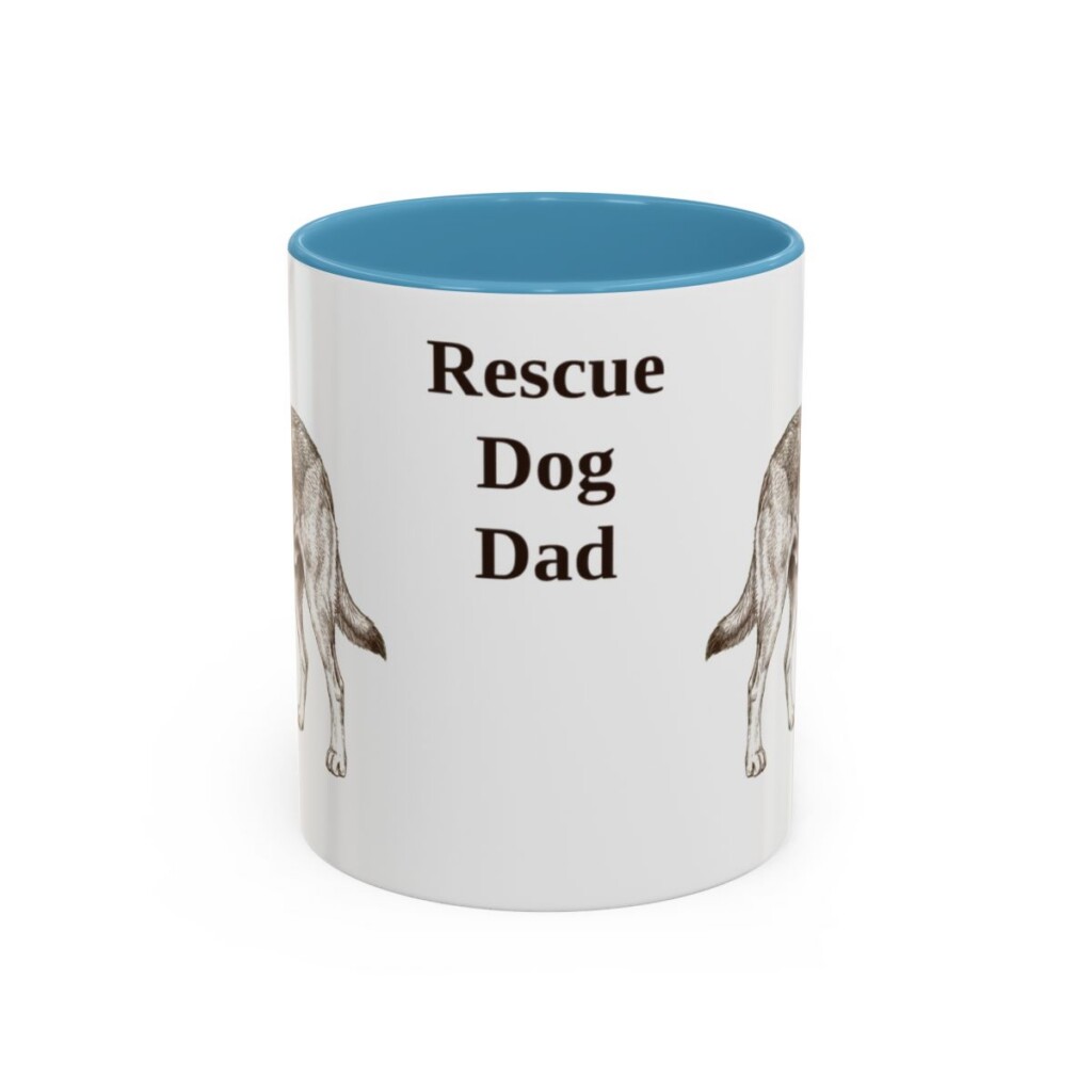 11oz Rescue Dog Dog Dad Mug, Light Blue, front view
