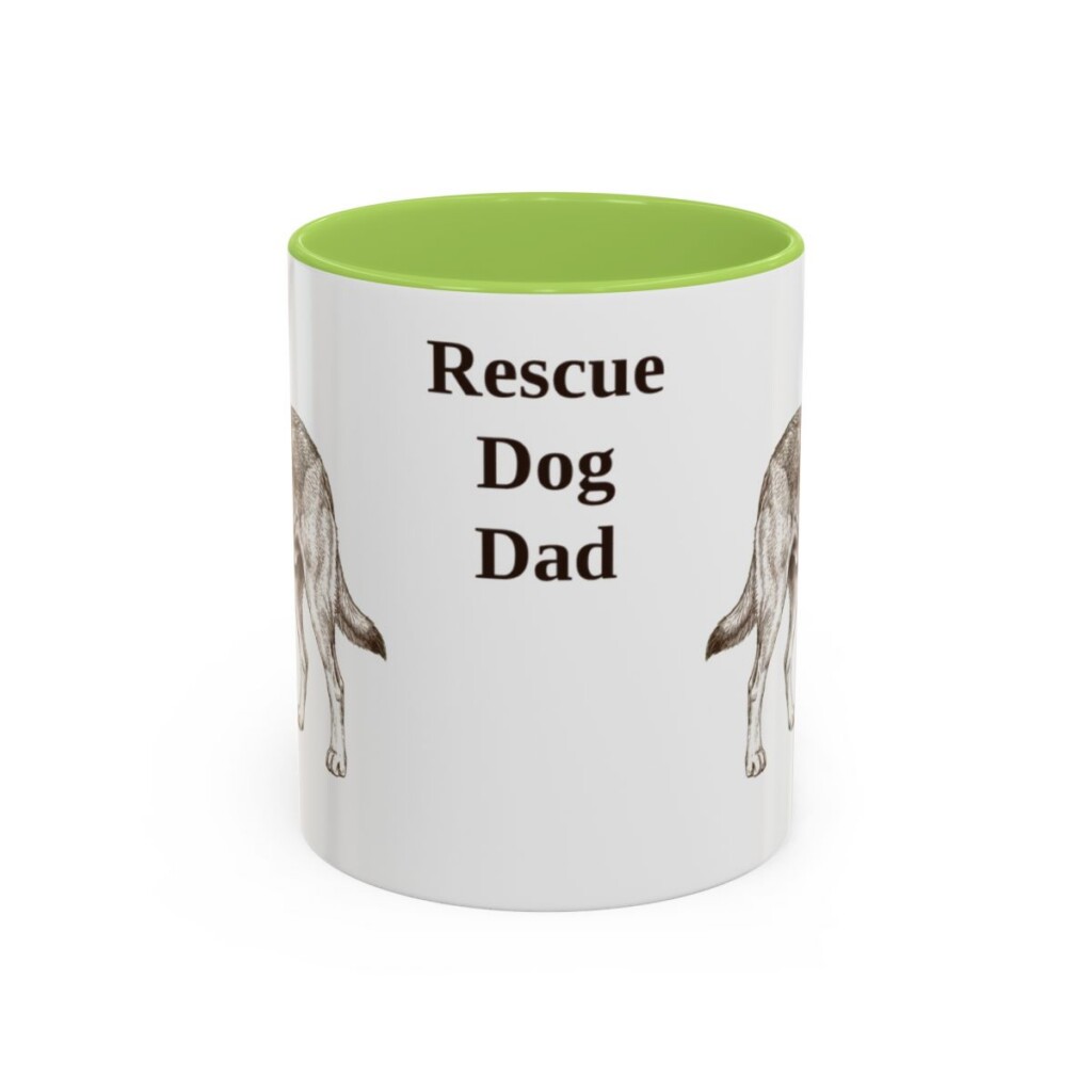 11oz Rescue Dog Dog Dad Mug, Light Green, front view