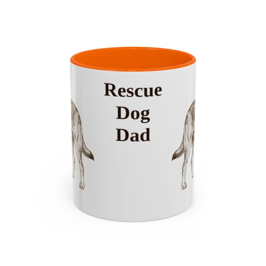 11oz Rescue Dog Dog Dad Mug, Orange, front view