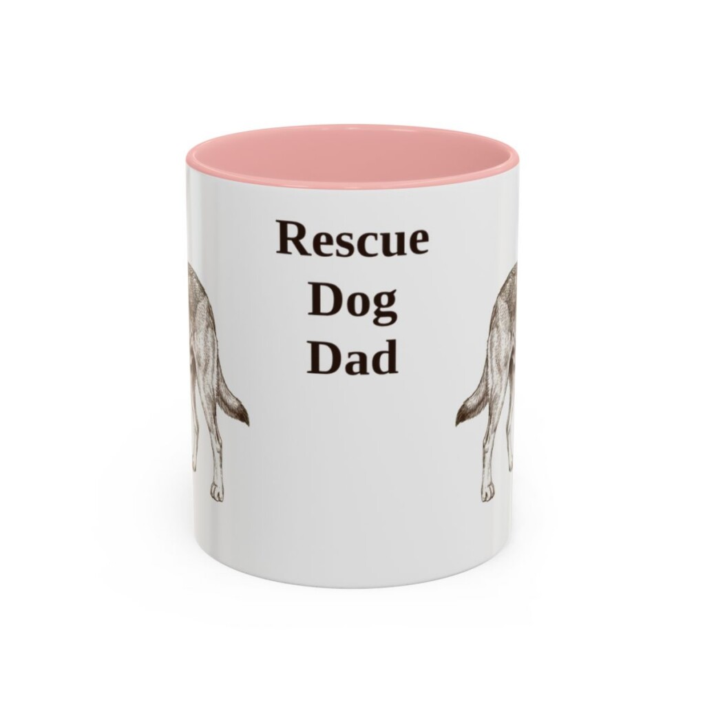 11oz Rescue Dog Dog Dad Mug, Pink, front view