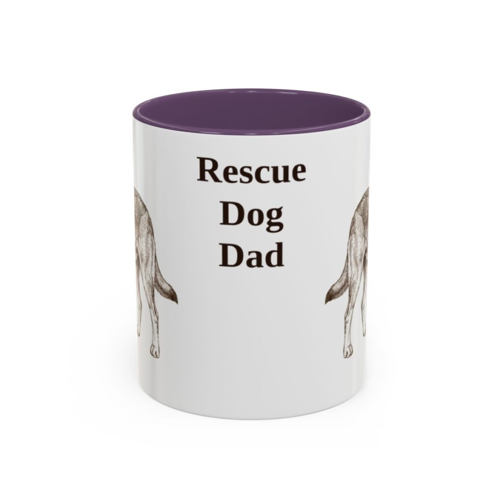 11oz Rescue Dog Dog Dad Mug, Purple, front view
