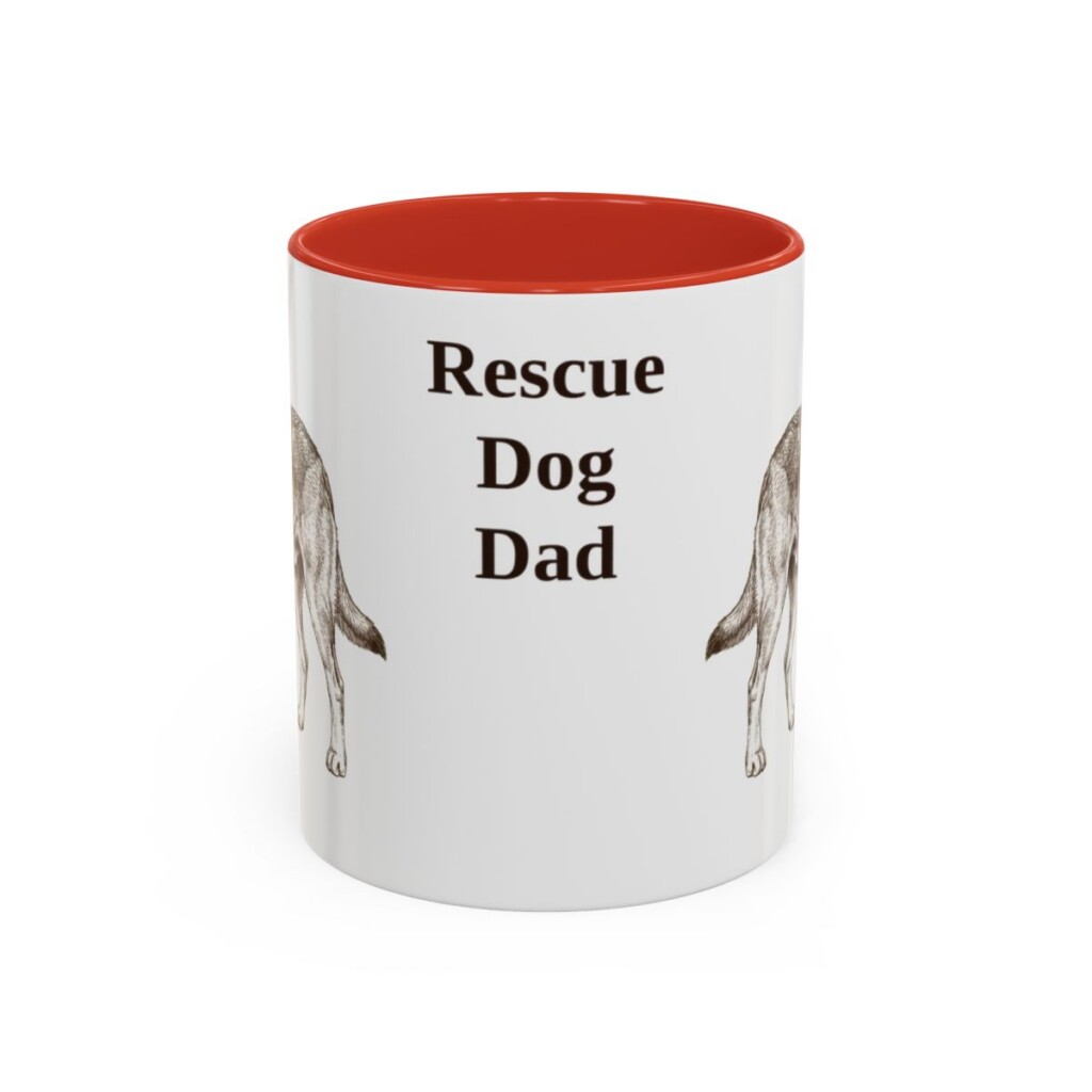 11oz Rescue Dog Dog Dad Mug, Red, front view