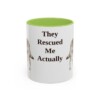11oz-rescue-dog-mug-humor-light-green 11oz Funny Rescue Dog Mug, Light Green, front view