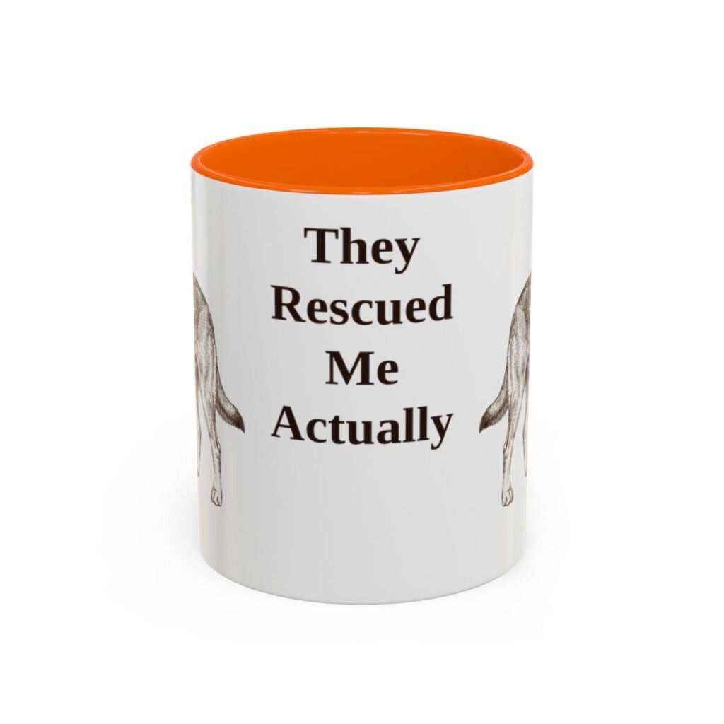 11oz-rescue-dog-mug-humor-orange 11oz Funny Rescue Dog Mug, Orange, front view
