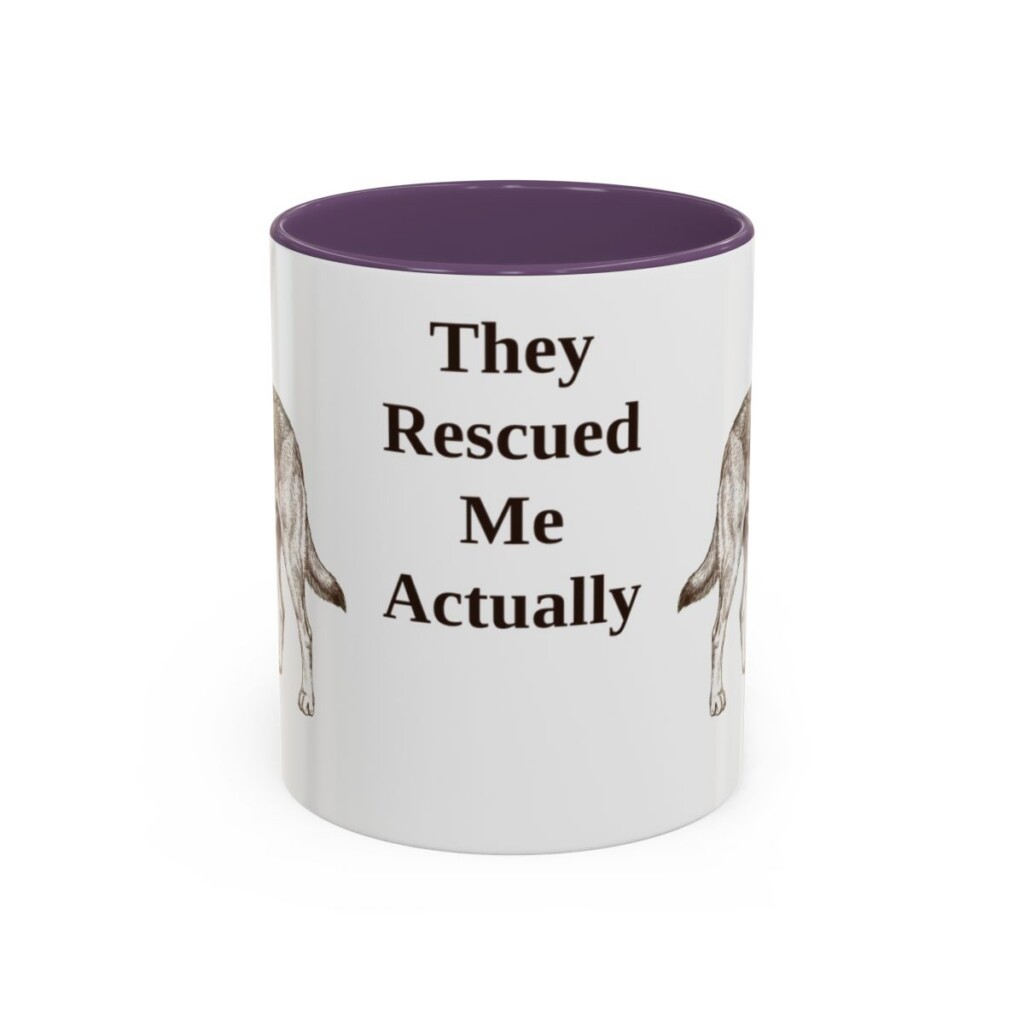 11oz-rescue-dog-mug-humor-purple 11oz Funny Rescue Dog Mug, Purple, front view