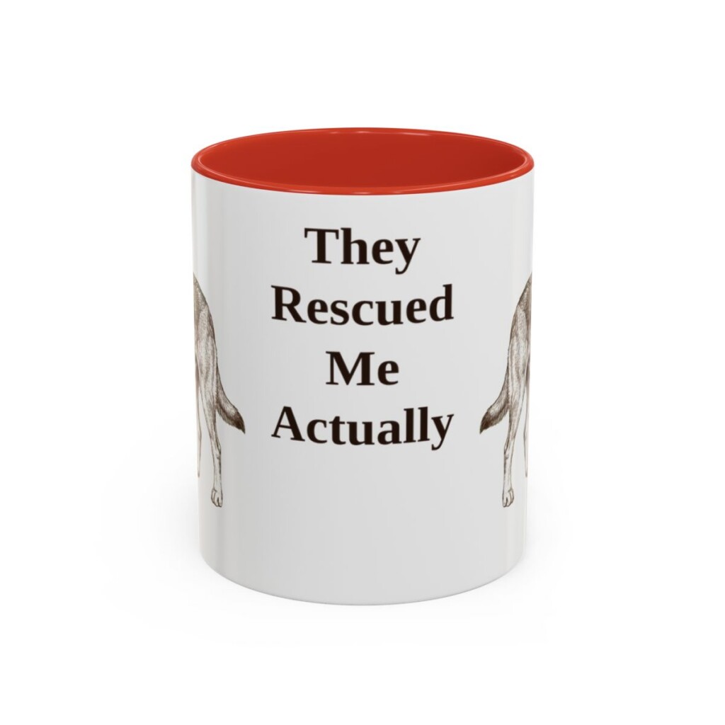 11oz-rescue-dog-mug-humor-red 11oz Funny Rescue Dog Mug, Red, front view