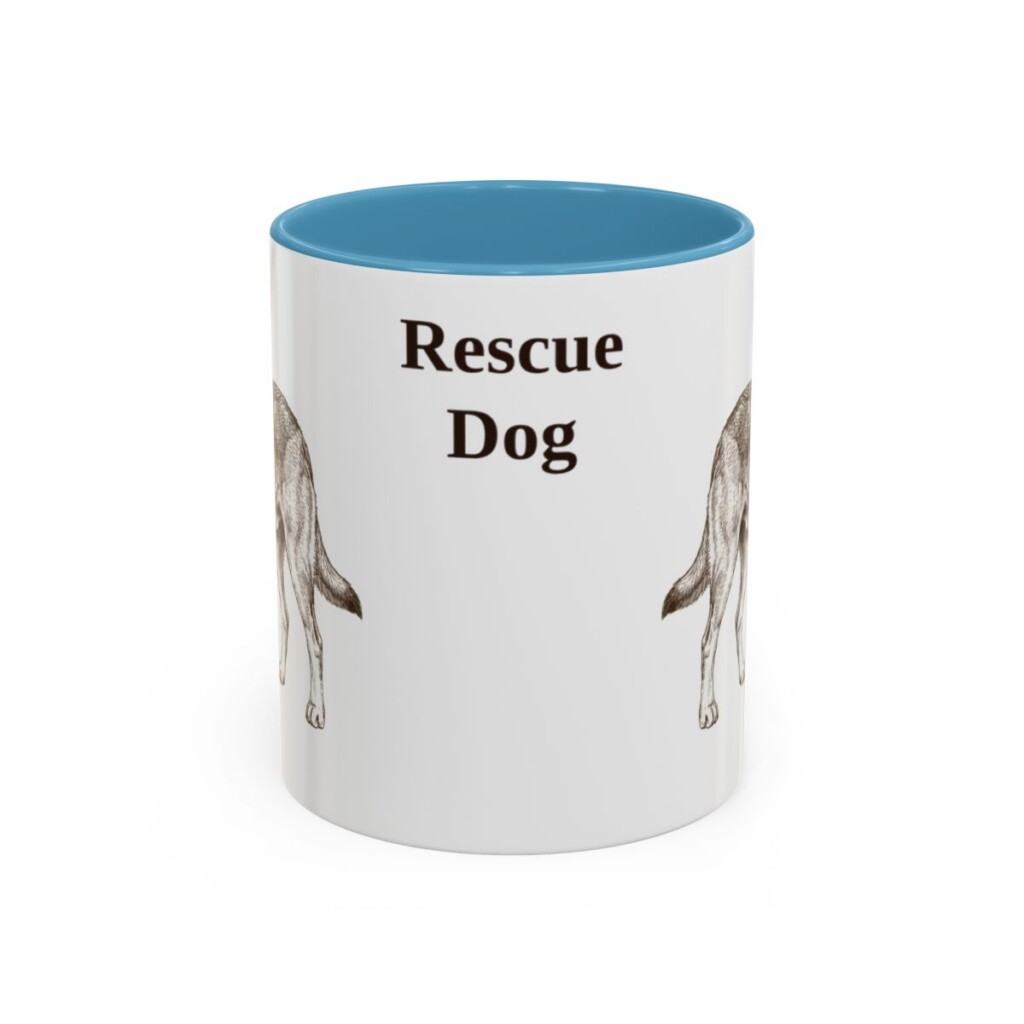 11oz Rescue Dog Mug, Light Blue, front view
