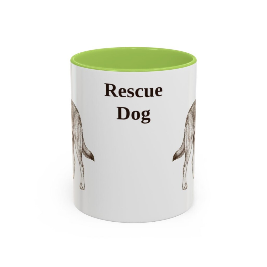 11oz Rescue Dog Mug, Light Green, front view