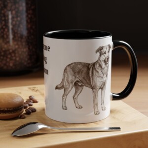 11oz Rescue Dog Dog Mom Mug, Black, lifestyle photo