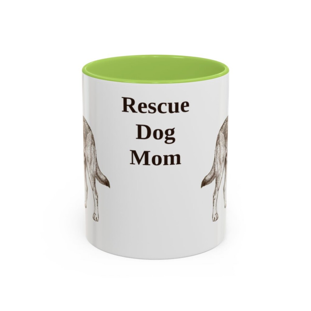 11oz Rescue Dog Dog Mom Mug, Light Green, front view