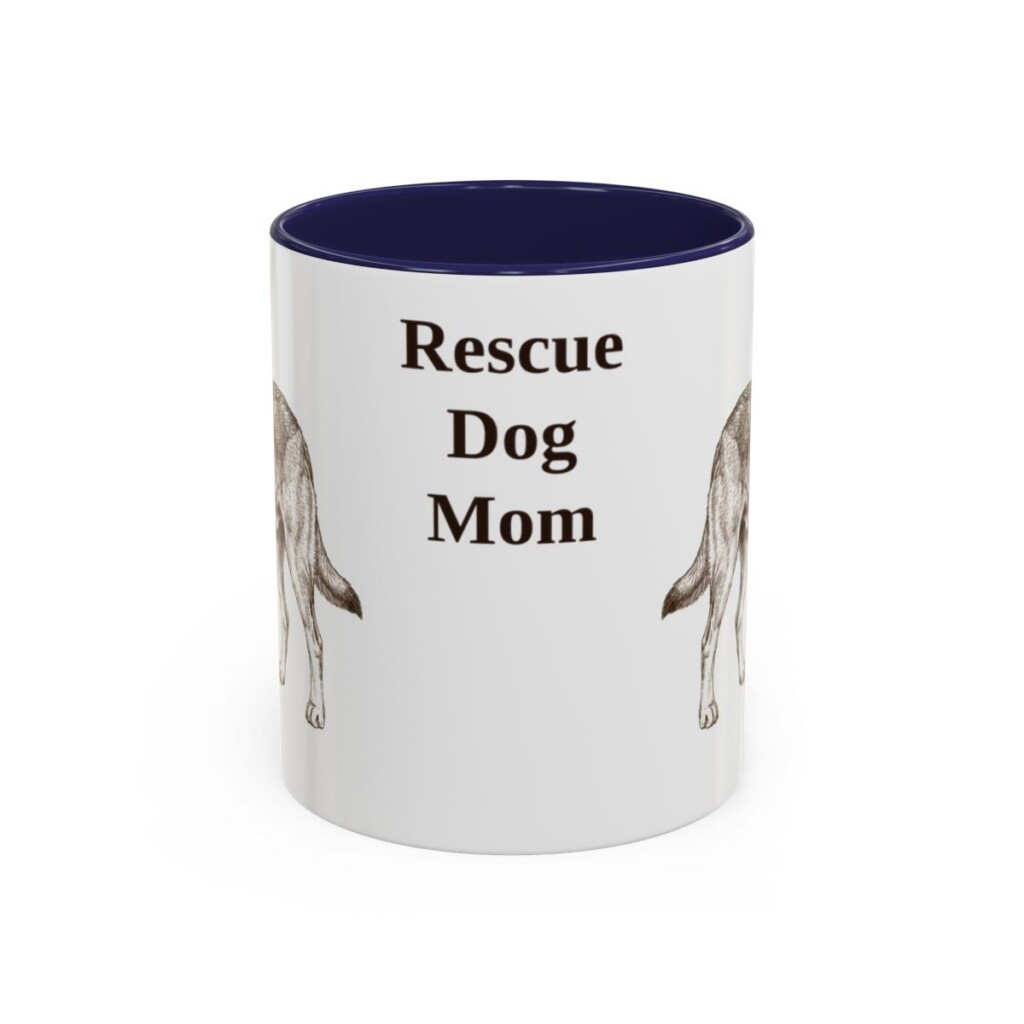 11oz Rescue Dog Dog Mom Mug, Navy, front view