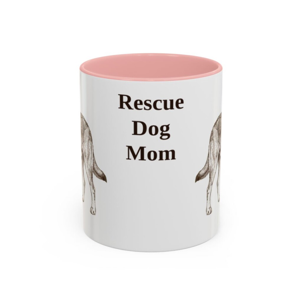 11oz Rescue Dog Dog Mom Mug, Pink, front view