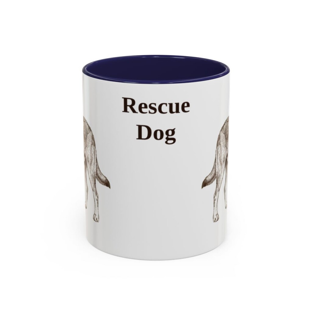 11oz Rescue Dog Mug, Navy, front view