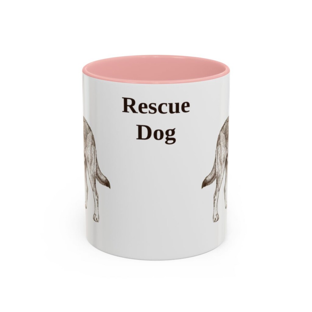 11oz Rescue Dog Mug, Pink, front view