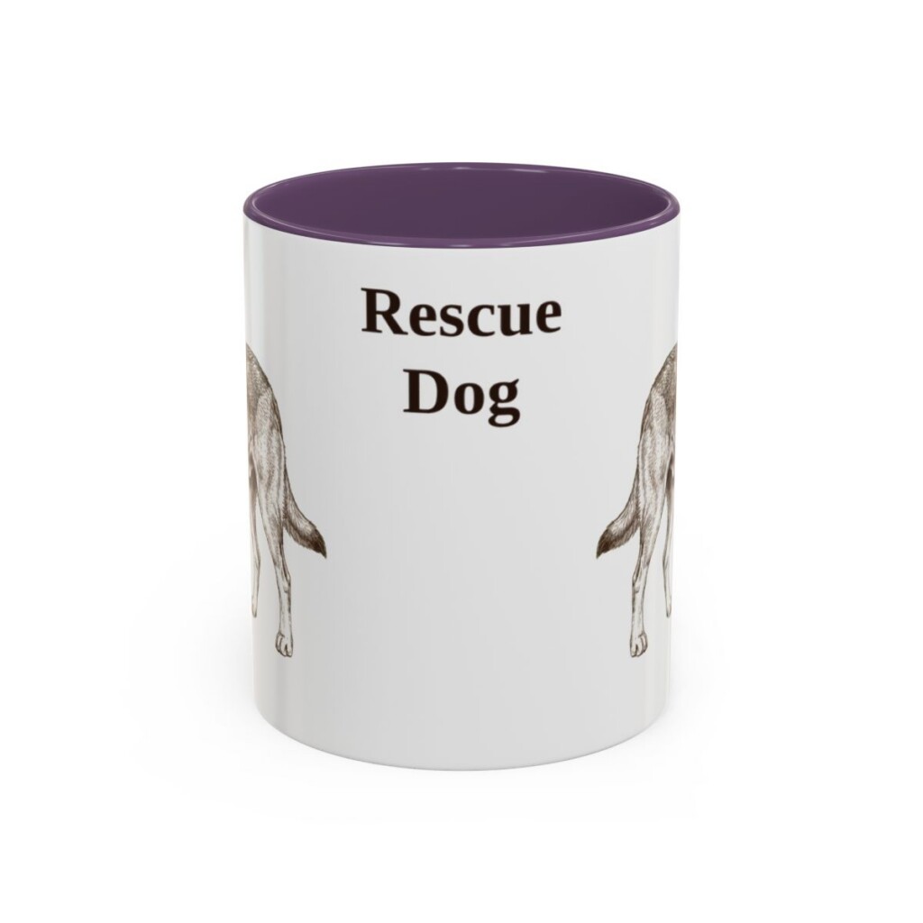 11oz Rescue Dog Mug, Purple, front view