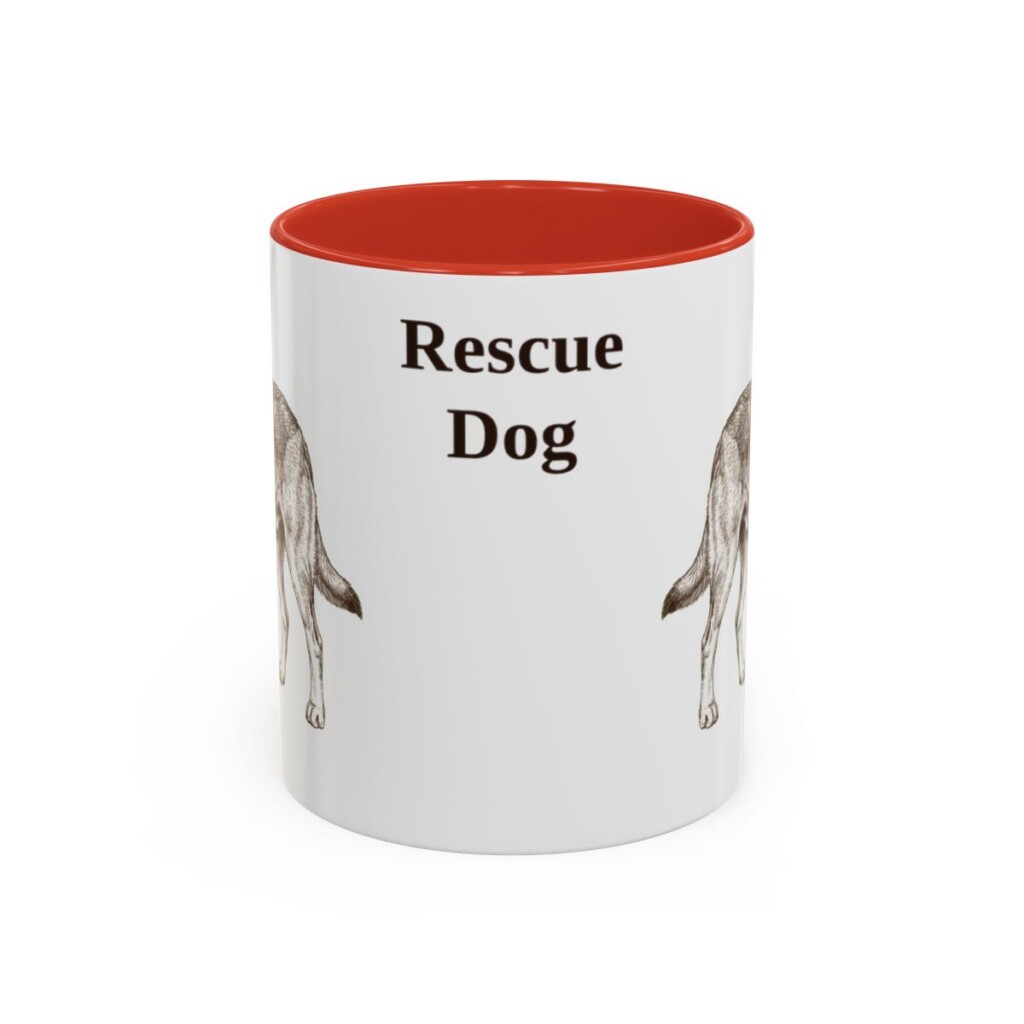 11oz Rescue Dog Mug, Red, front view