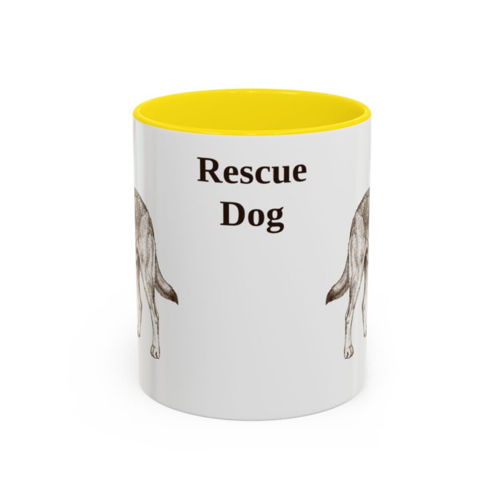 11oz Rescue Dog Mug, Yellow, front view