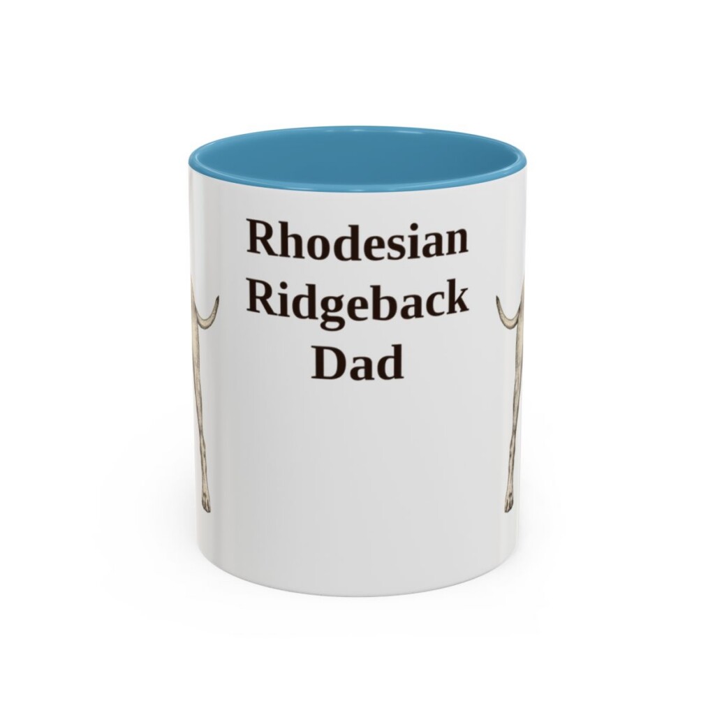 11oz Rhodesian Ridgeback Dog Dad Mug, Light Blue, front view