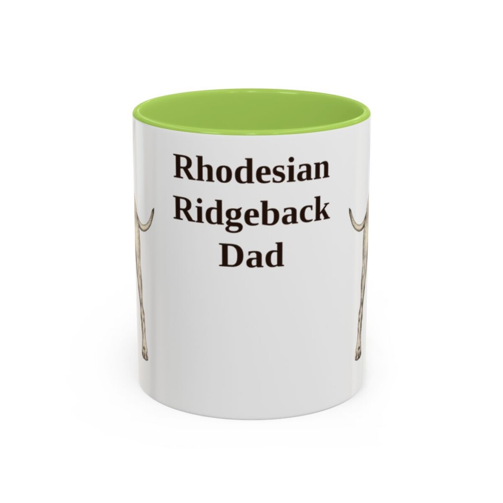 11oz Rhodesian Ridgeback Dog Dad Mug, Light Green, front view