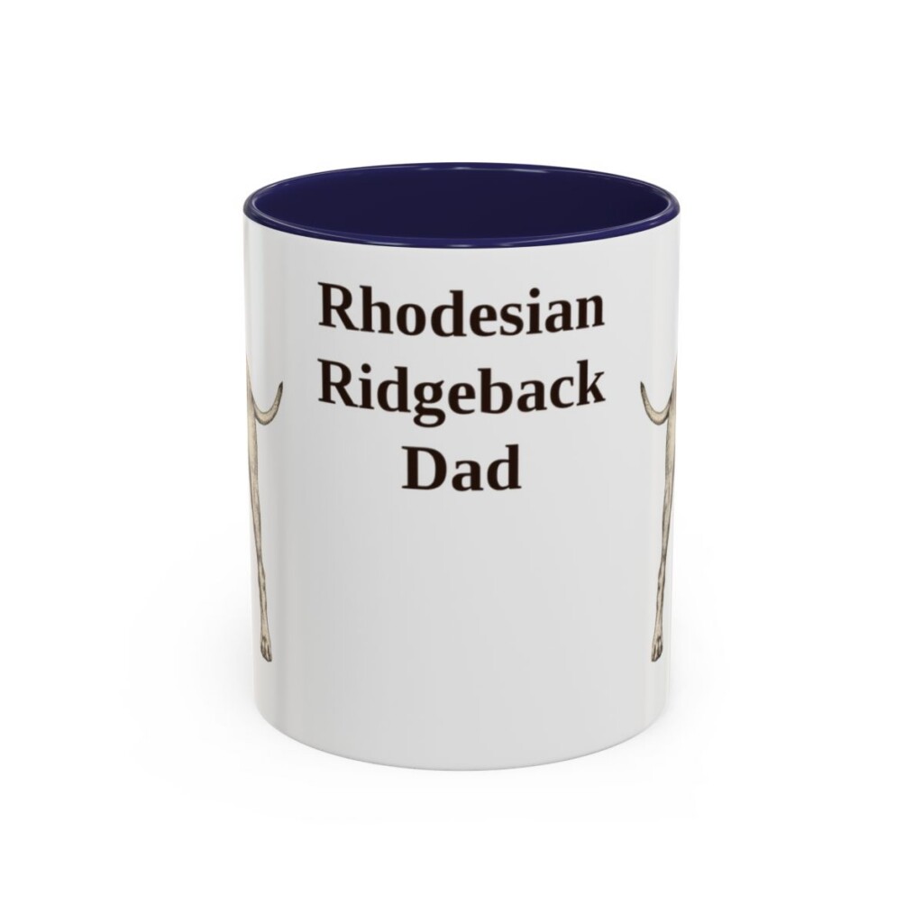 11oz Rhodesian Ridgeback Dog Dad Mug, Navy, front view