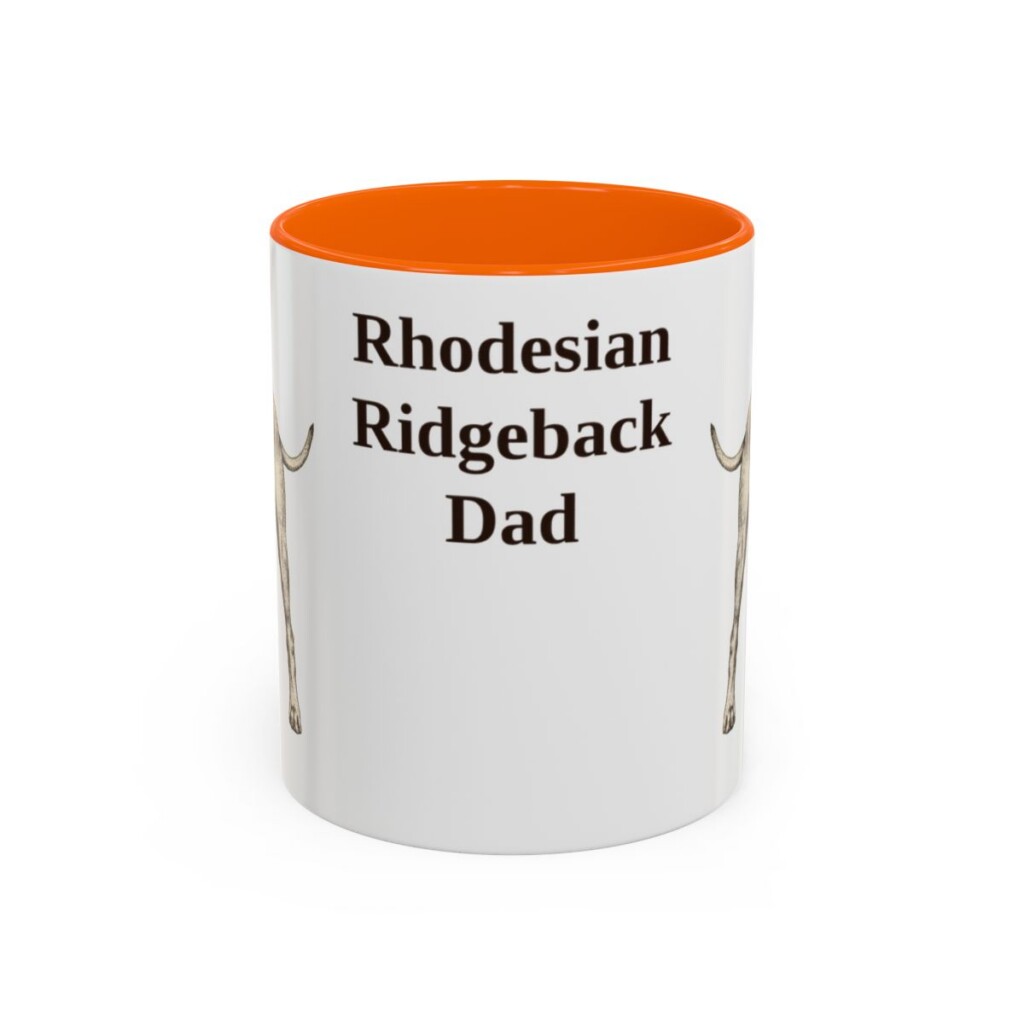 11oz Rhodesian Ridgeback Dog Dad Mug, Orange, front view