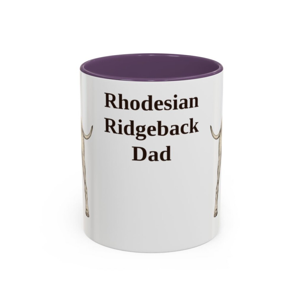 11oz Rhodesian Ridgeback Dog Dad Mug, Purple, front view