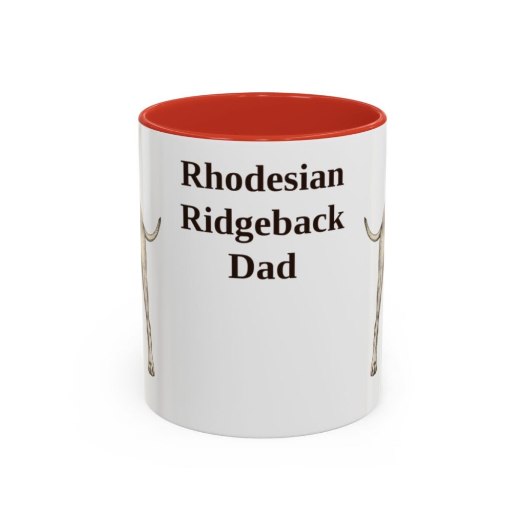 11oz Rhodesian Ridgeback Dog Dad Mug, Red, front view