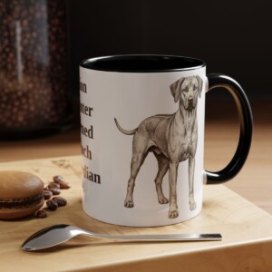 11oz Funny Rhodesian Ridgeback Mug, Black, lifestyle photo