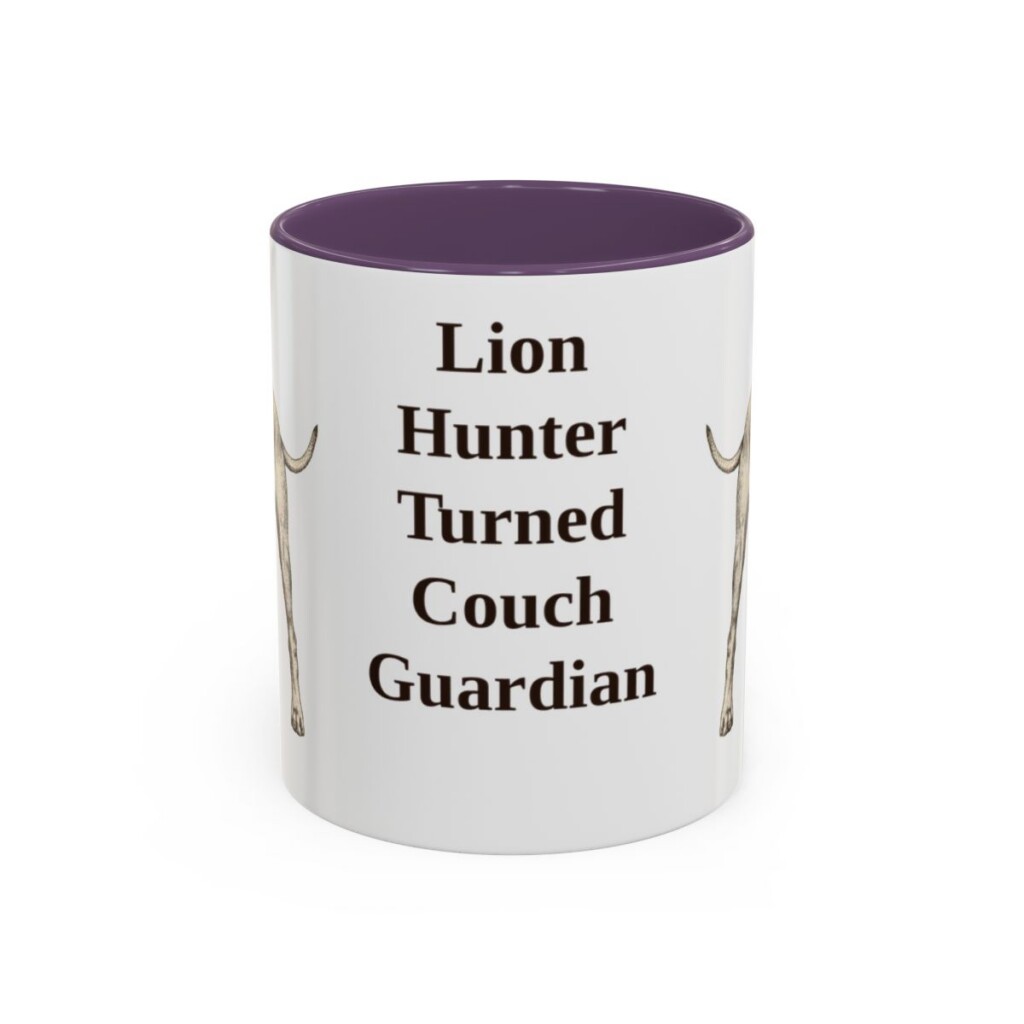 11oz Funny Rhodesian Ridgeback Mug, Purple, front view