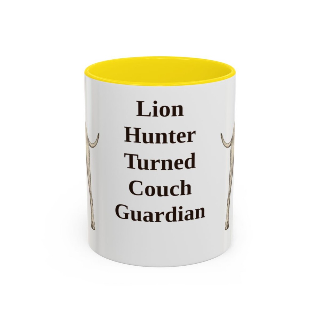 11oz Funny Rhodesian Ridgeback Mug, Yellow, front view