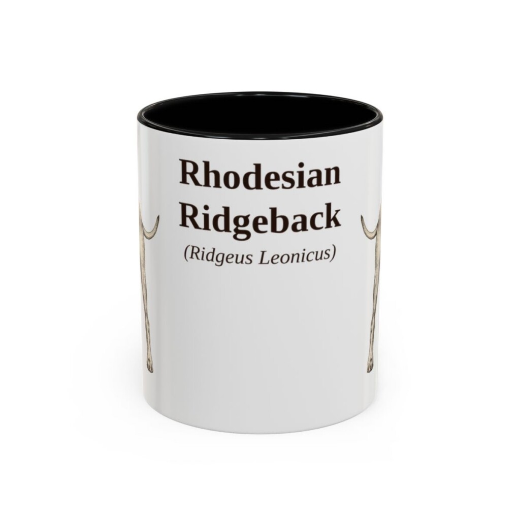 11oz Rhodesian Ridgeback Latin Mug, Black, front view