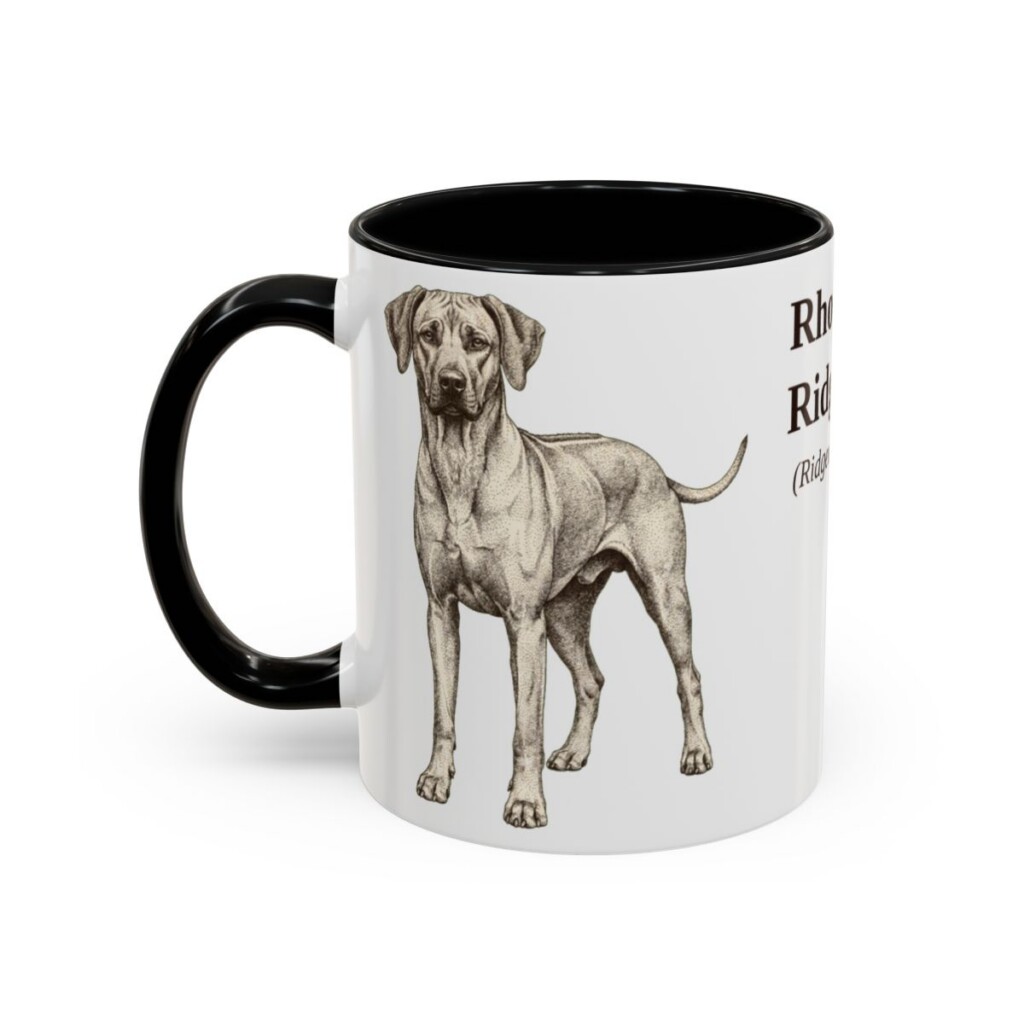 11oz Rhodesian Ridgeback Latin Mug, Black, left side view