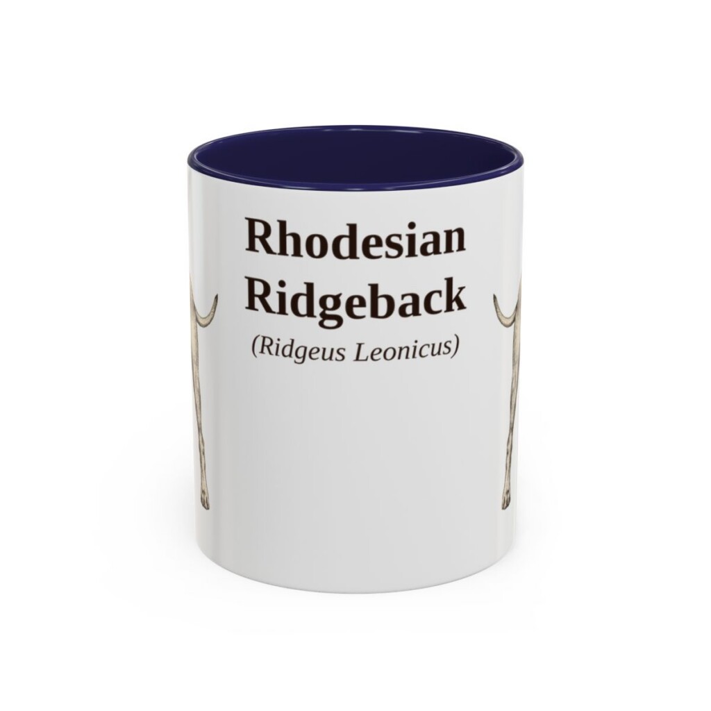 11oz Rhodesian Ridgeback Latin Mug, Navy, front view