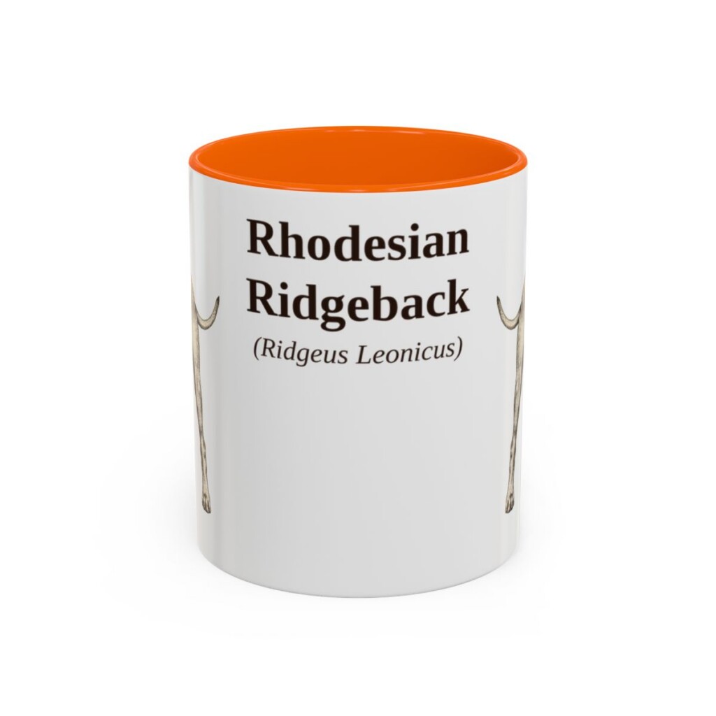 11oz Rhodesian Ridgeback Latin Mug, Orange, front view