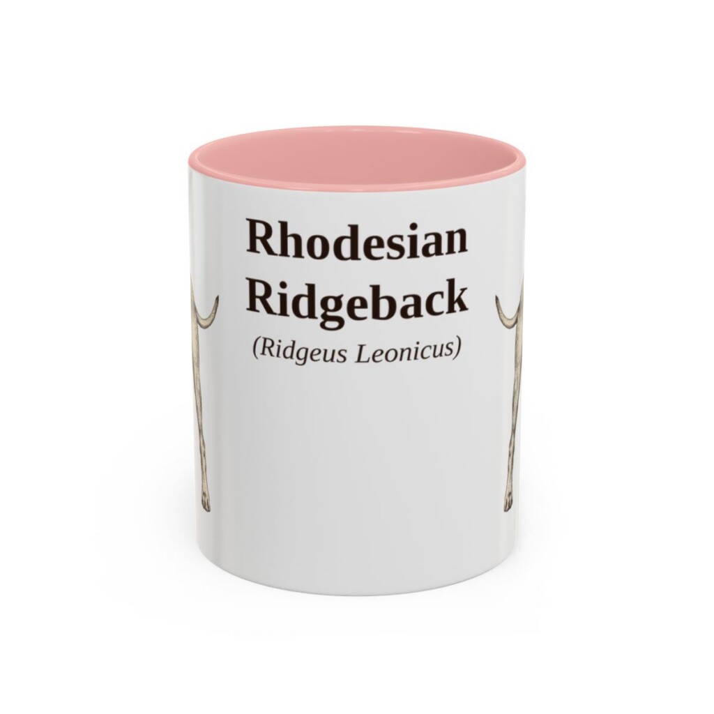 11oz Rhodesian Ridgeback Latin Mug, Pink, front view