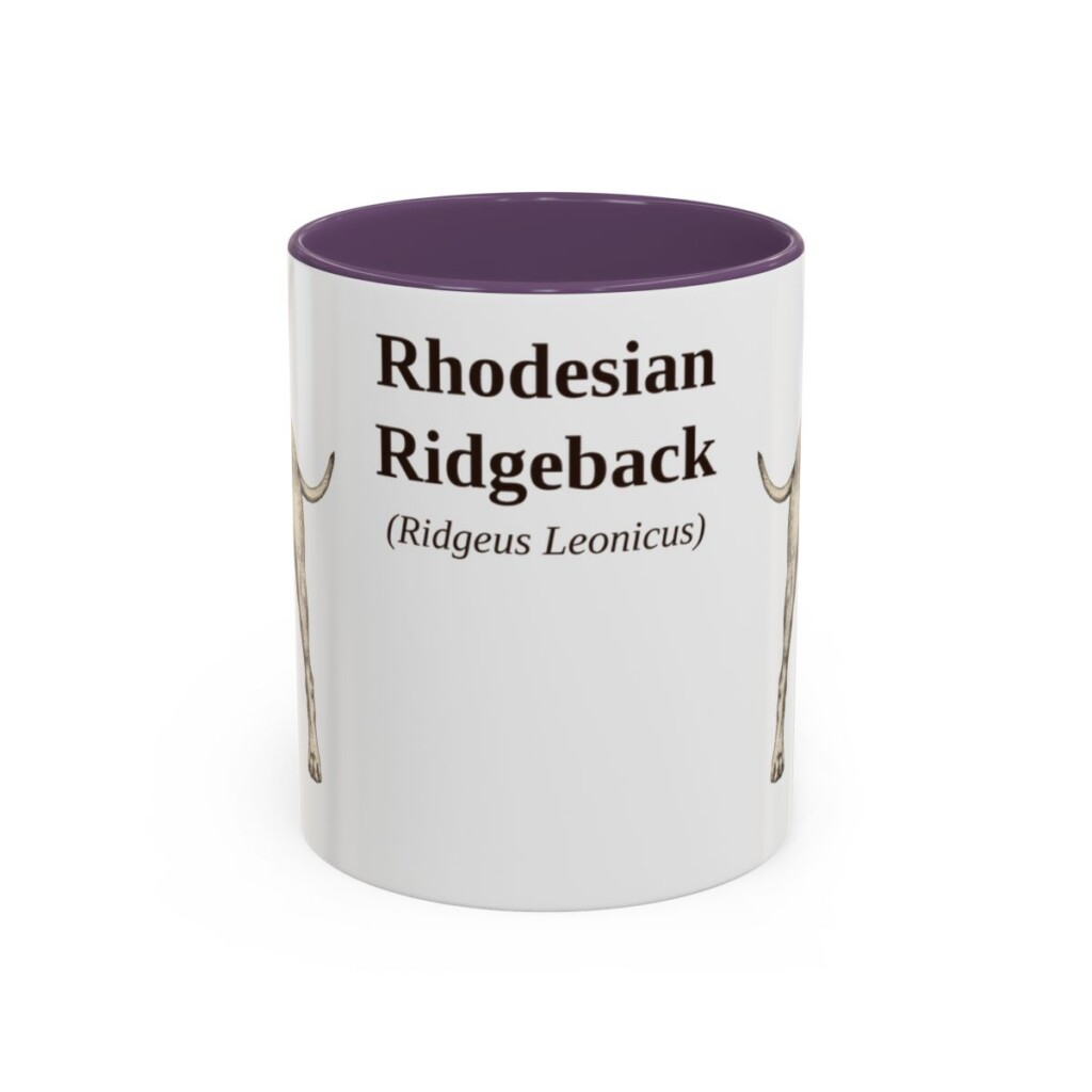 11oz Rhodesian Ridgeback Latin Mug, Purple, front view