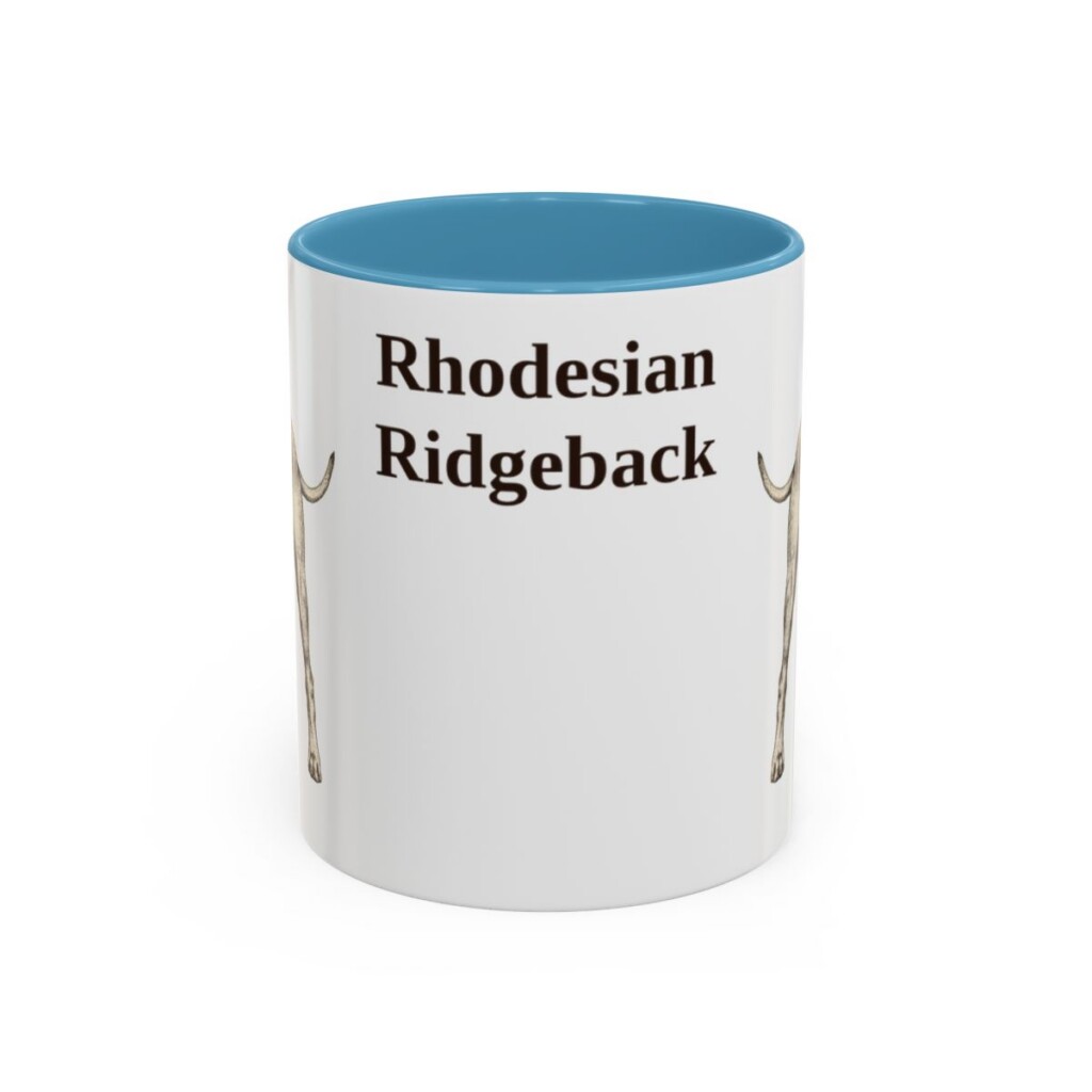 11oz Rhodesian Ridgeback Mug, Light Blue, front view