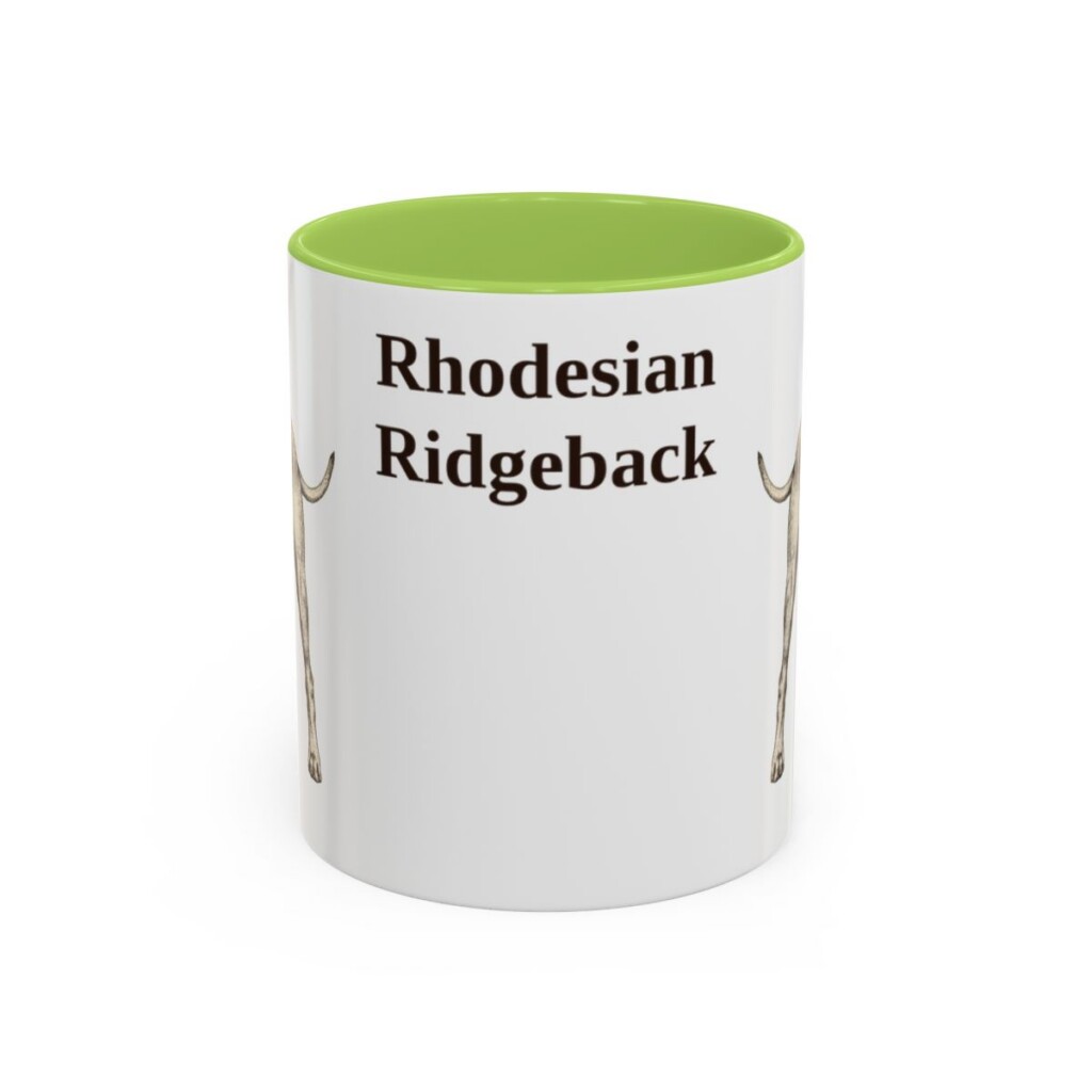 11oz Rhodesian Ridgeback Mug, Light Green, front view