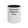 11oz Rhodesian Ridgeback Dog Mom Mug, Navy, front view