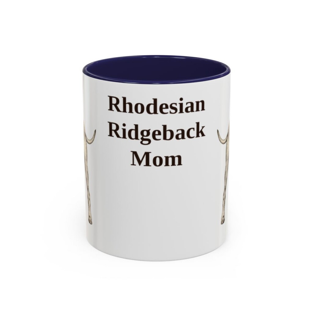 11oz Rhodesian Ridgeback Dog Mom Mug, Navy, front view