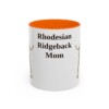 11oz Rhodesian Ridgeback Dog Mom Mug, Orange, front view