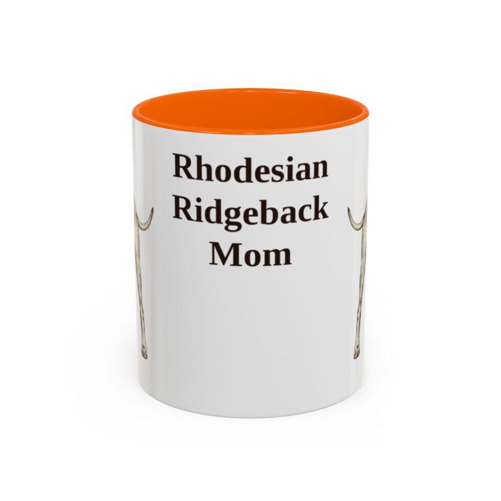11oz Rhodesian Ridgeback Dog Mom Mug, Orange, front view