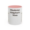 11oz Rhodesian Ridgeback Dog Mom Mug, Pink, front view