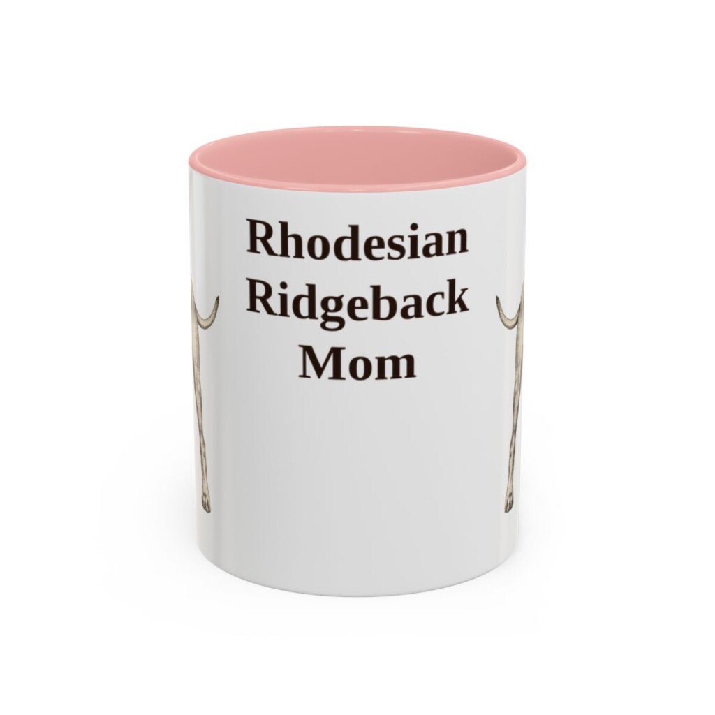 11oz Rhodesian Ridgeback Dog Mom Mug, Pink, front view