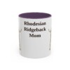11oz Rhodesian Ridgeback Dog Mom Mug, Purple, front view