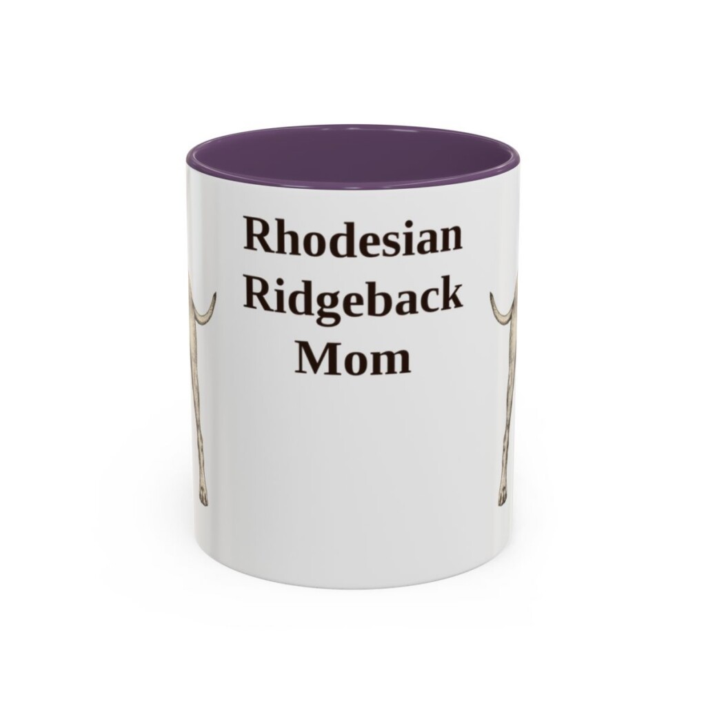 11oz Rhodesian Ridgeback Dog Mom Mug, Purple, front view