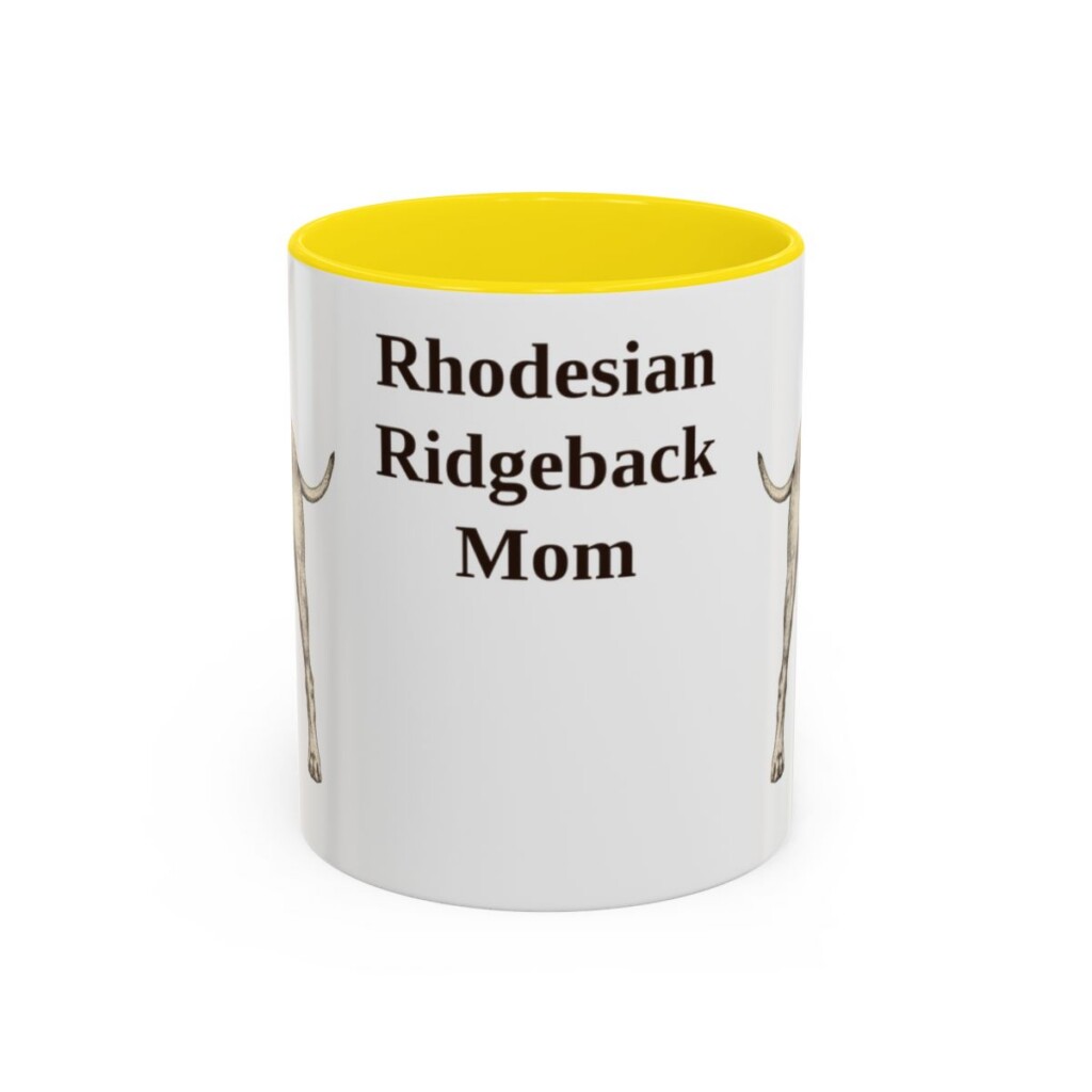 11oz Rhodesian Ridgeback Dog Mom Mug, Yellow, front view